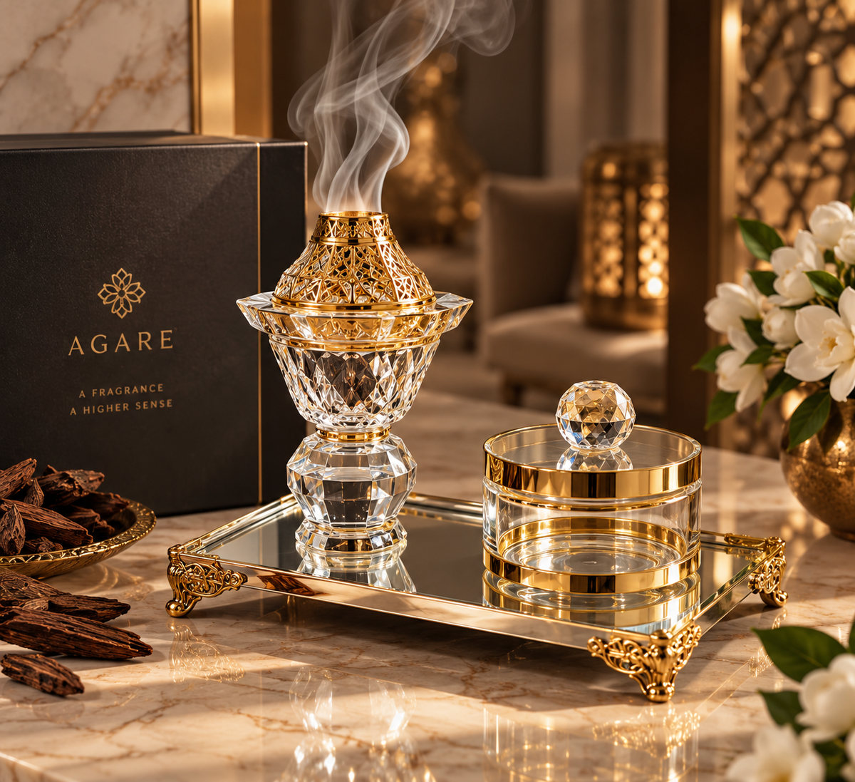 AGARE Majestic – Crystal Incense Burner Set